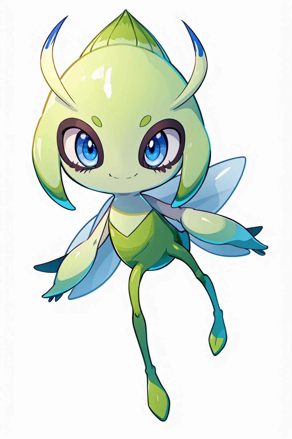 masterpiece,best quality, highly detailed, celebi,no humans,pokemon \(creature\),closed mouth,full body,solo,looking at viewer,smile,white background,<lora:celebi:1>