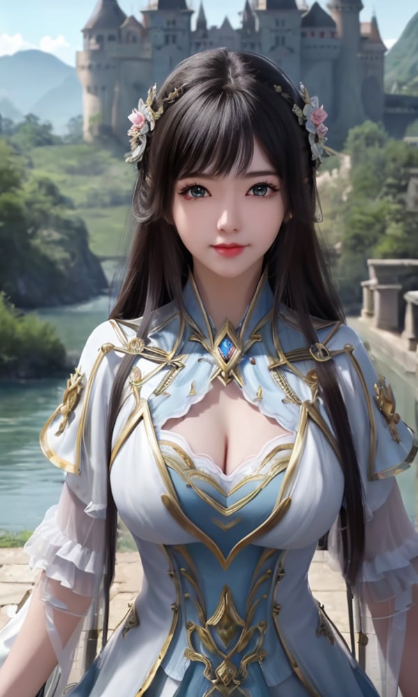 <lora:521-DA-诛仙CG-碧瑶:0.8>(,1girl, ,best quality, ),looking at viewer,ultra detailed background,ultra detailed background,ultra realistic 8k cg, ,masterpiece, (( , )),     ,castle,     (hydrokinesis),  (cleavage), (),