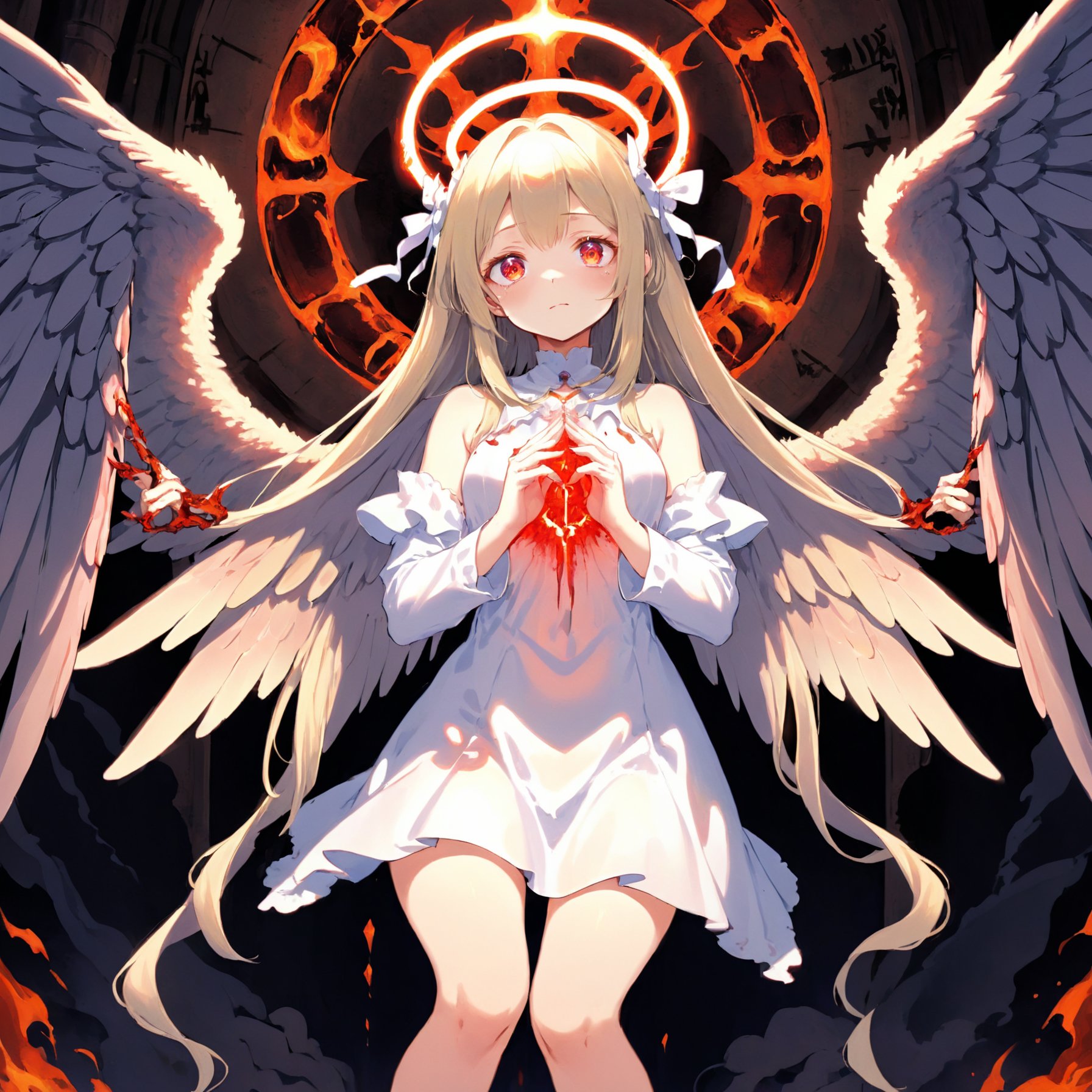 best quality, abusurdity, intricated, anime girl, divine comedy, reinaissance, heaven, hell, purgatory, bible, angels, satan