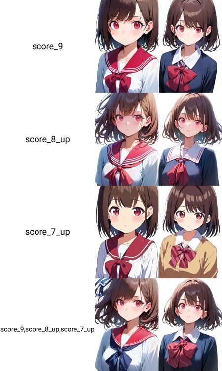 score_9, 1girl,  solo, brown hair, red eyes, school uniform, upper body, white background