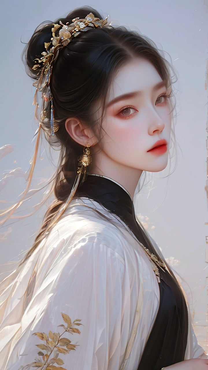 1girl,solo,realistic,hair ornament,hanfu,chinese clothes,