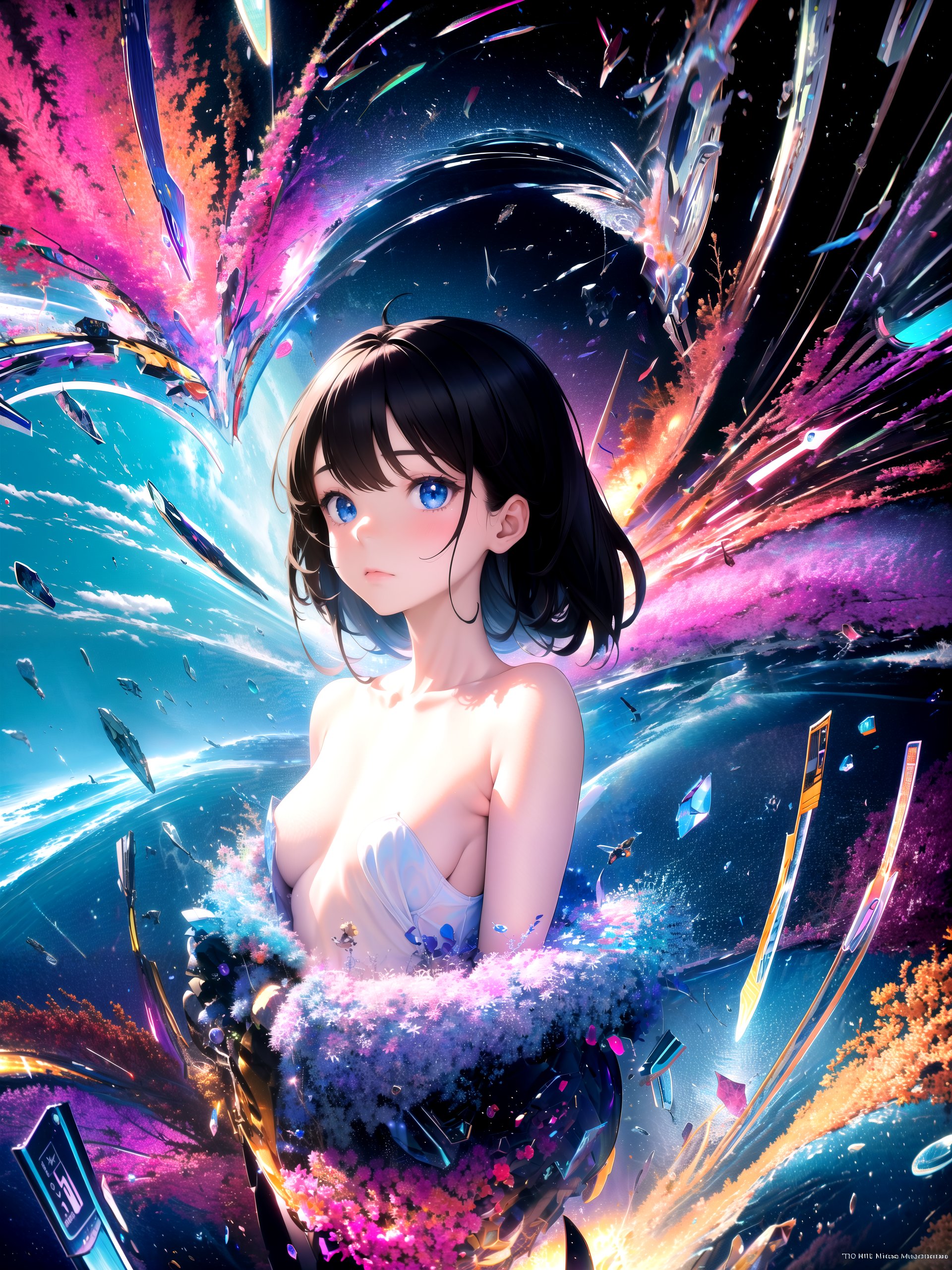 masterpiece, best quality, highres, 1girl, solo, abstract, inter dimensional,