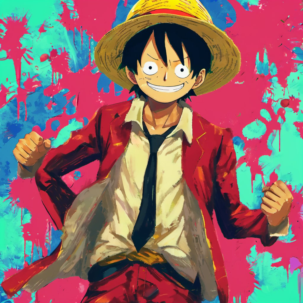 <lora:loneliness_xl_v2:0.8>,Luffy,suit,vibrant color,