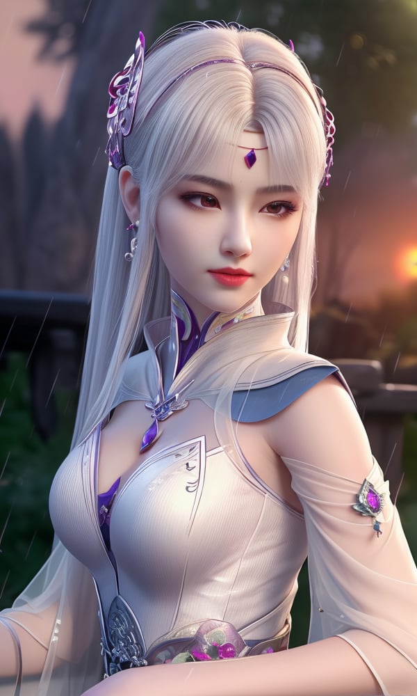 (,1girl, ,best quality, ),looking at viewer, <lora:427-DA-斗破苍穹-小医仙-天毒女-白衣:0.8> ,,ultra detailed 8k cg, ultra detailed background ,ultra realistic 8k cg,          cinematic lighting, cinematic bloom, (( , )),,  , unreal, science fiction,  luxury, jewelry, diamond, pearl, gem, sapphire, ruby, emerald, intricate detail, delicate pattern, charming, alluring, seductive, erotic, enchanting, hair ornament, necklace, earrings, bracelet, armlet,halo,masterpiece, (( , )),, realistic,science fiction,mole,   ,cherry blossoms,,(((Best quality, masterpiece, ultra high res, (photorealistic:1.4), raw photo, 1girl, ,rain, , sunlight, sunset, qianqiu wanxia,     )))  (cleavage), (),