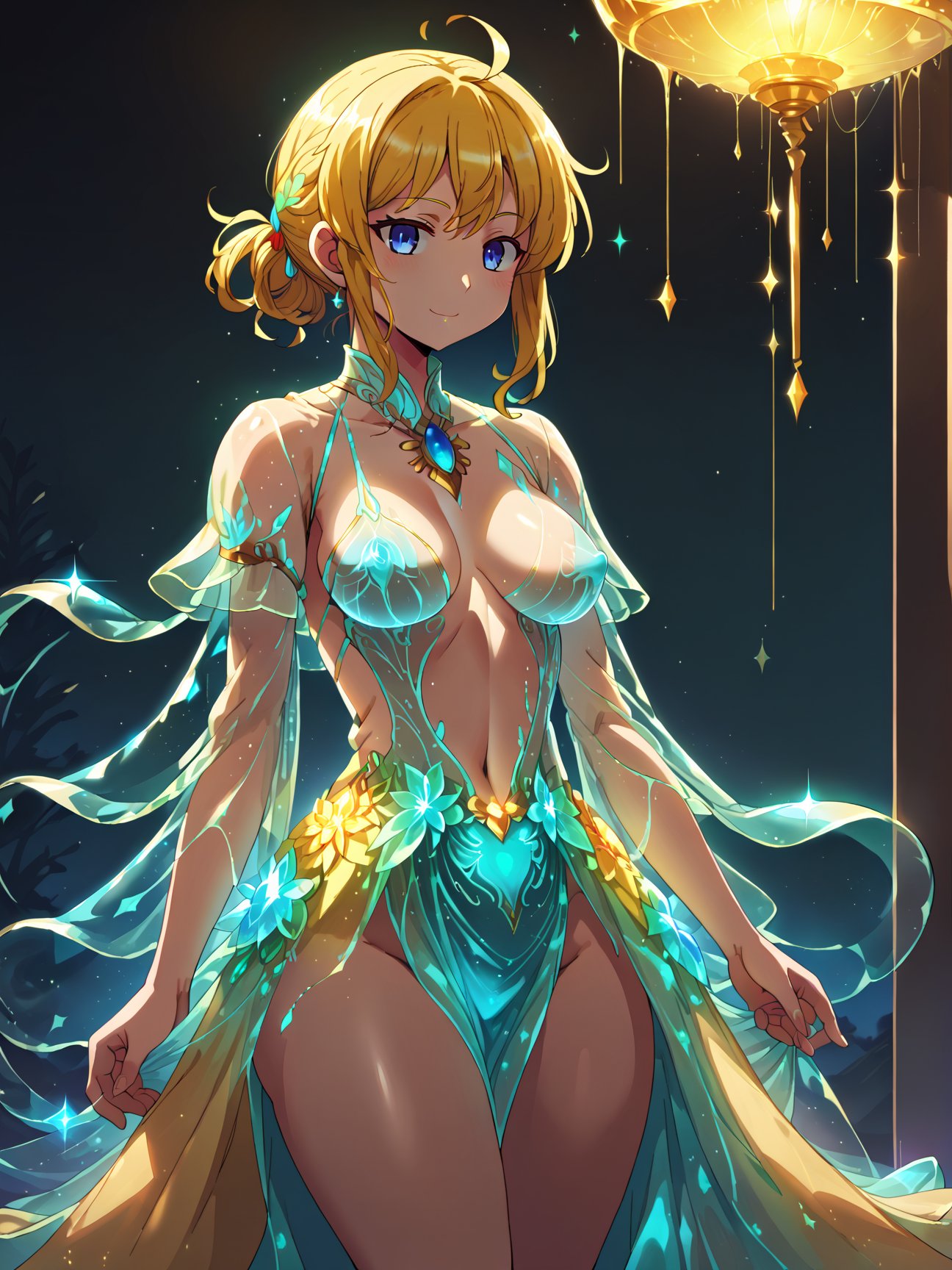 score_9, score_8_up, score_7_up, best quality, masterpiece, 4k, uncensored, perfect lighting, rating_explicit, very aesthetic, anime BREAKbeautiful woman wearing a blue bioluminescent dress, <lora:bioluminescent_dress-PD-1.0:1>,golden blonde hair Finger Waves,medium breasts,fadingz,(deep sea trench),cowboy shot,sitting with legs stretched out,thoughtful