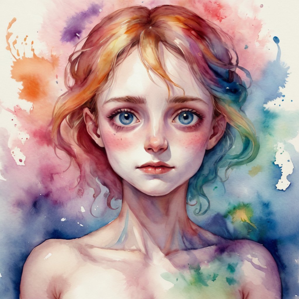 Watercolor painting style with translucent layers, blending colors, and a fluid, organic feel, schizophrenia, translucent layers, blending colors, fluid, organic, artistic, delicate, ethereal, painterly,schizophrenia