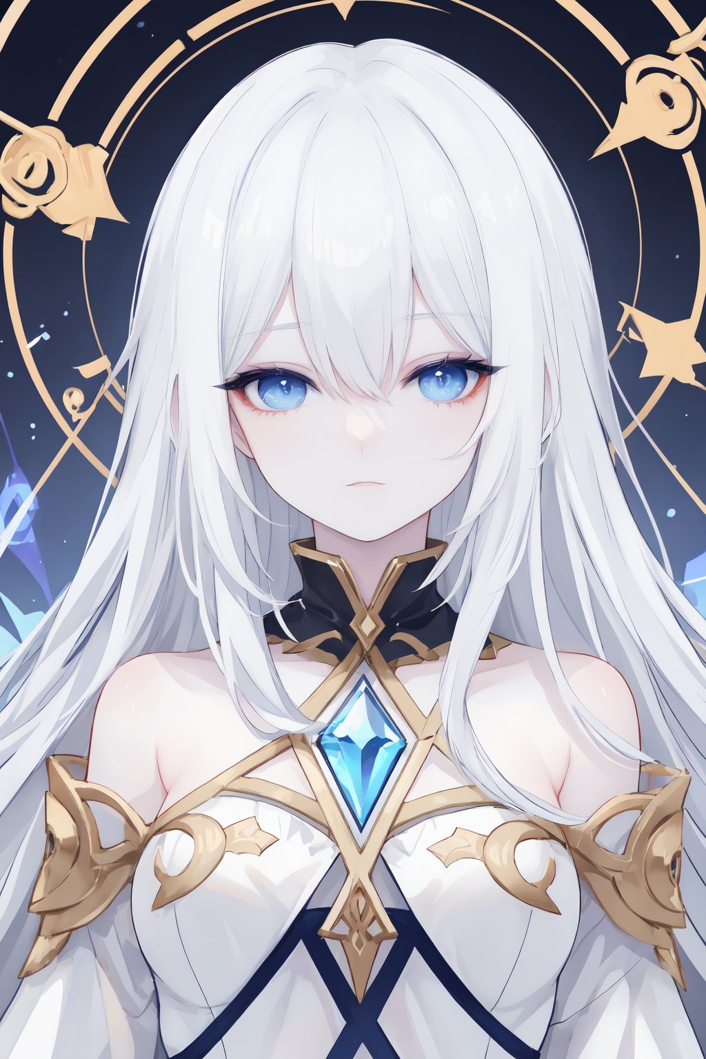 Maiden,Gods,White hair,blue eyes,Strange aura,highlightBeautiful and delicate eyes,