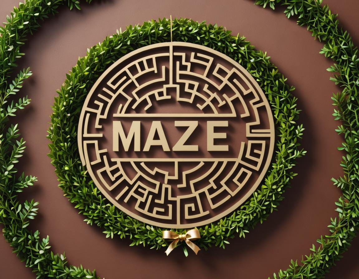 A wreath symbol surrounding the word Maze.