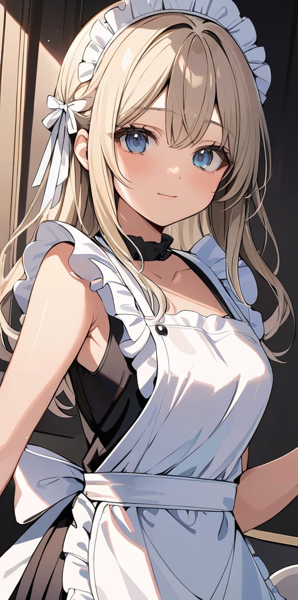 masterpiece,ultra-detailed,best quality,8K,illustration,cute face,clean skin ,shiny hair,girl,ultra-detailed-eyes,<lora:add-detail-xl:1>  <lora:apron_XL_V1.0:1> apron, frills