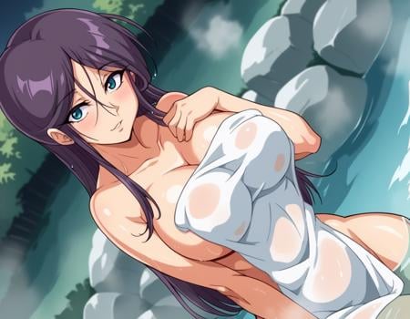 score_9, score_8_up, score_7_up, source_anime,reikashichijou, <lora:reika-shichijou-ova-ponyxl-lora-nochekaiser:1>,reika shichijou, long hair, blue eyes, large breasts, purple hair,nude, naked, outdoors, onsen, towel, naked towel, steam, bathing, nude cover, partially submerged, water, bath, steam censor, wet towel, blush,looking at viewer, cowboy shot, solo, dutch angle,