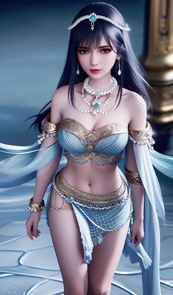 <lora:644-DA-神印王座-圣采儿-TYPE1:0.8>(,1girl, ,best quality, ),looking at viewer,  ,ultra detailed background,ultra detailed background,ultra realistic 8k cg,, ,masterpiece,((((1girl, solo,  , solo focus, ,walking on liquid, ))))    (cleavage), (), ,ultra realistic 8k cg,   clean, masterpiece,     cinematic lighting, cinematic bloom, , (( , )),,  , unreal, science fiction, luxury, jewelry, diamond, gold, pearl, gem, sapphire, ruby, emerald, intricate detail, delicate pattern, charming, alluring, seductive, erotic, enchanting, hair ornament, necklace, earrings, bracelet, armlet,,