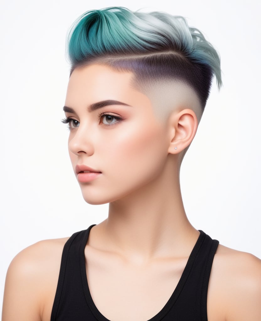 1girl,face,Undercut Fade,,white background,