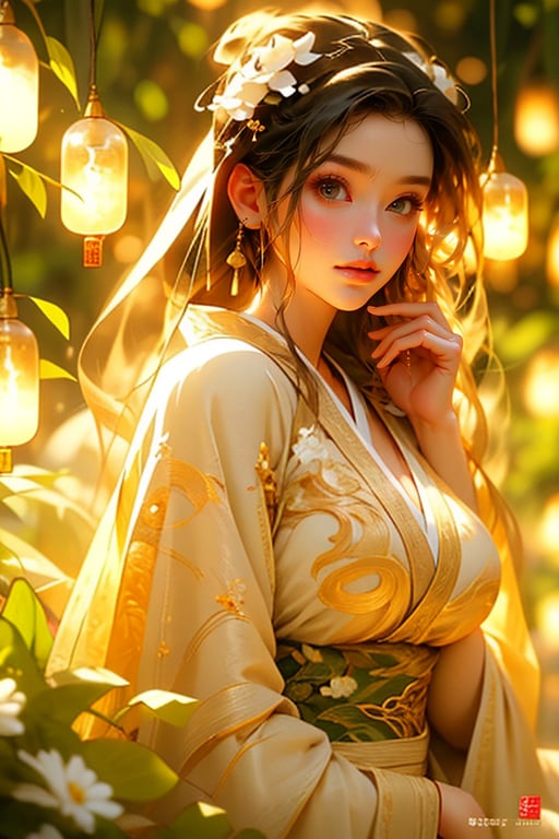 busty, sexy, beautiful WOMAN, 8k, charming body, good hand, good fingers, smooth coloring, sharp color, highly detailed and clean, Exquisite, Clear outline, masterpiece, ultra-realistic, best quality, high resolution, high definition, sumptuous SEXY HANFU, lighting in front, dark sphere <lora:lora:1>