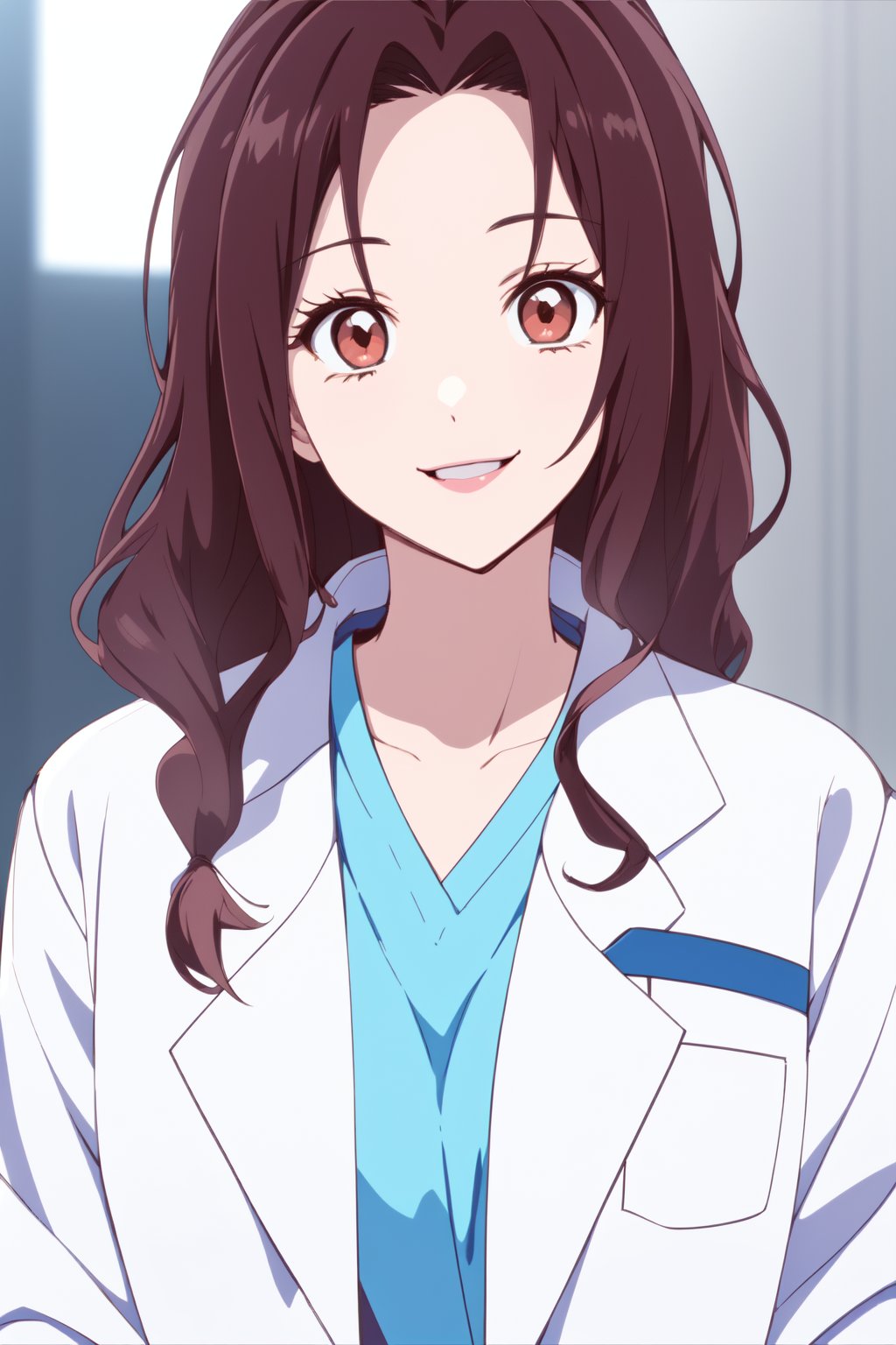 (RAW photo, best quality), 1girl,  natural lighting, labcoat, smile, <lora:aoi_takamoto_dr_elise_v1_2-000005:1>, aoi takamoto