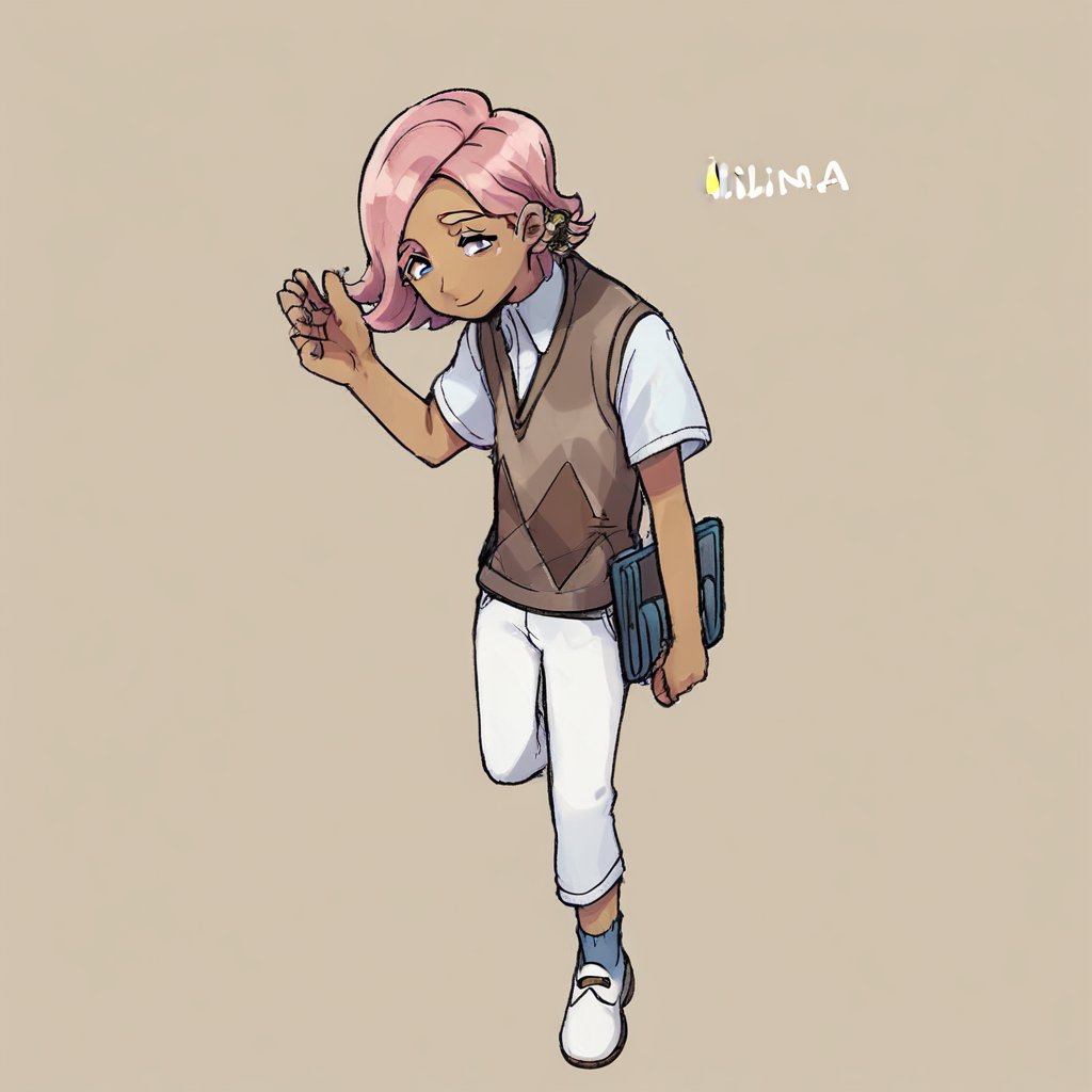 Solo, 1boy, ilima, sweater vest, white shirt, white pants, white footwear, blue socks