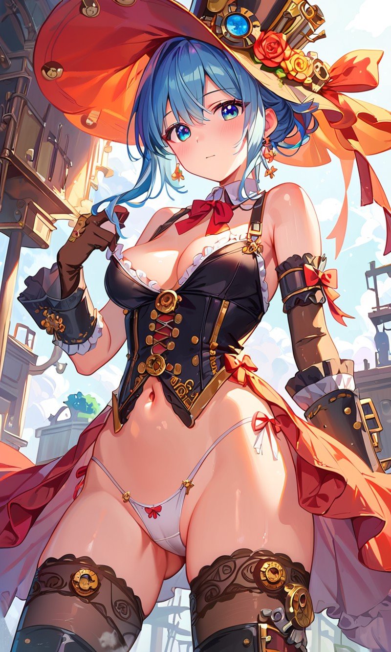 score_9, score_8_up, score_7_up, artistic, vivid, 1girl, A creative female engineer in a steampunk outfit, surrounded by gears, cogs, and various steam-powered inventions, masterpiece, absurdres,  <lora:MJ52:1>