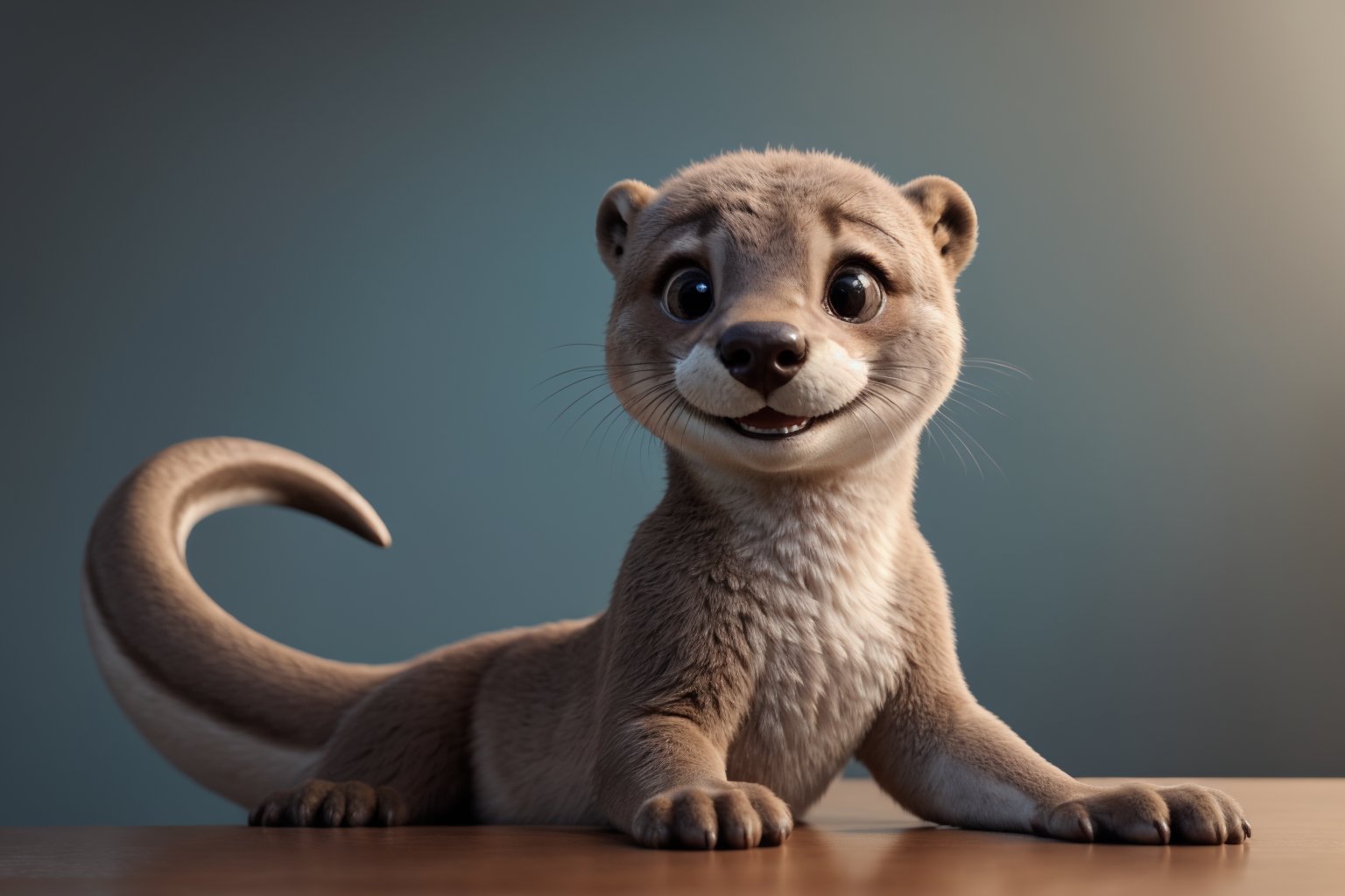 solo, otter, long body, ((masterpiece,best quality)),best res,,good anatomy,cute,ultra cute face,hot,female,smiling,extremely detailed face,4k,happy, upper body,,detailed eyes,beautiful,smiling,,cute,very cute,, solo,, smile, tail,,,blushing,leaning,closer, on_back, presenting