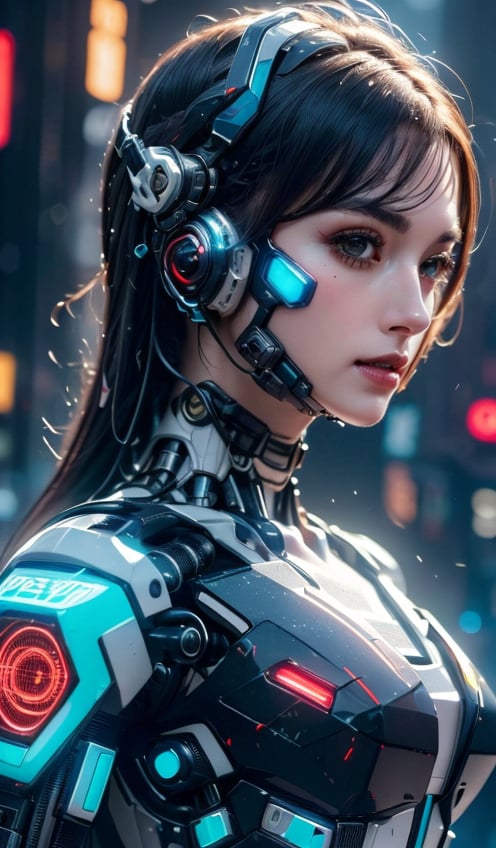 (photorealistic, best quality, ultra high res, extremely detailed eyes and face:1.3),1girl,(bust:1.3),kehuan,wearing a mecha,(cyberpunk style:1.3),cold killer,exquisite face,the white mecha is worn on the body,future warrior,black hair,dark environment,street neon lights,<lora:kehuanjijia_v1:0.8>,