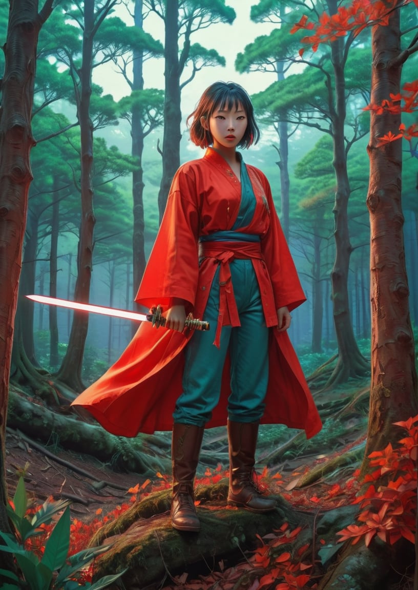 aw0k euphoricred style, a magical sword levitating in a forest, an anime drawing, trending on Artstation, serial art, martin ansin artwork, at nighttime, dan mumford , disco elysium artwork, makoto sinkai, detailed anime artwork, bright colors, dark tones, intricate details, energetic composition, big dreamy eyes, beautiful intricate colored hair, symmetrical, by sam yang, by makoto shinkai <lora:redstyle:0.6>