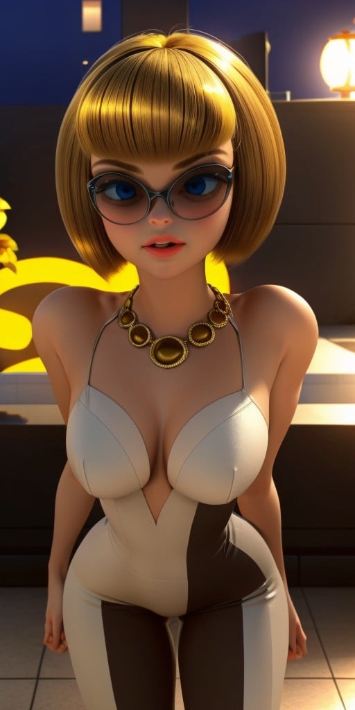 Hyperrealistic, photorealistic, super detailed, golden-blonde hair that is cut into a sharp bob with short bangs that frame her face, blue eyes, body like in real life, large pores, slender, fair-skinned, beautiful arms, medium breasts, unreal engine, octane render, droped shadow, bokeh, cinematic lighting, <lora:add_detail:0.5>, <lora:Volumetric_lighting:0.6>, golden-blonde hair that is cut into a sharp bob with short bangs that frame her face, blue eyes, Bourgeois, Audrey, , <lora:5c0a6cb9-541c-4929-a1a7-342e4d410603:0.7>