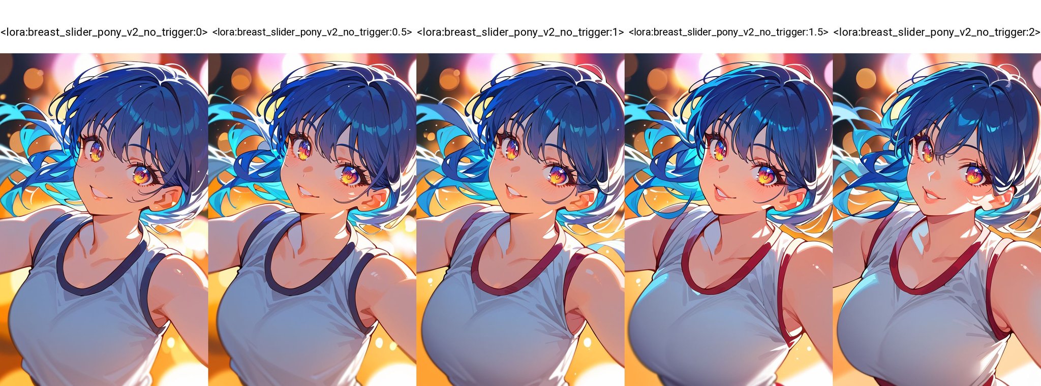 score_9,score_8_up,score_7_up,1girl,smiling,blue hair, gym clothes, vivid colors,colorful,bokeh, portraits,studio lighting,sharp focus,extremely detailed eyes and face, detailed lips,beautiful detailed eyes,long eyelashes <lora:breast_slider_pony_v2_no_trigger:0>