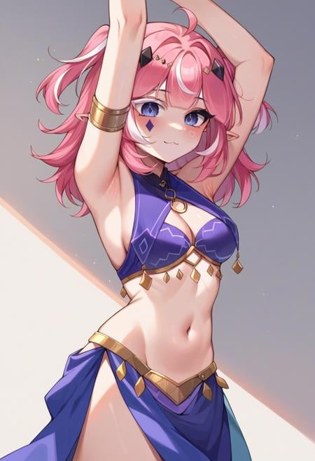 score_9, score_8_up, score_7_up, source_anime,  <lora:wrenchcamilavtuberpd:1>,camilavtuber, facial mark, belly dancer outfit, 