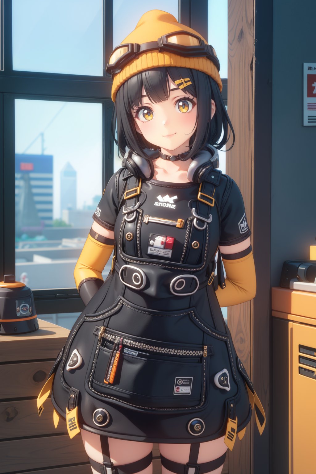 <lora:ZZZ_susie:0.7>,ZZZ_susie,1girl,smile,looking at viewer,solo,apron,elbow gloves,yellow headwear,orange headwear,gloves,, 8k,best quality,masterpiece,rule of thirds,superb,high resolution,sharp focus,extremely detailed description,professional,gorgeous and intricate details,