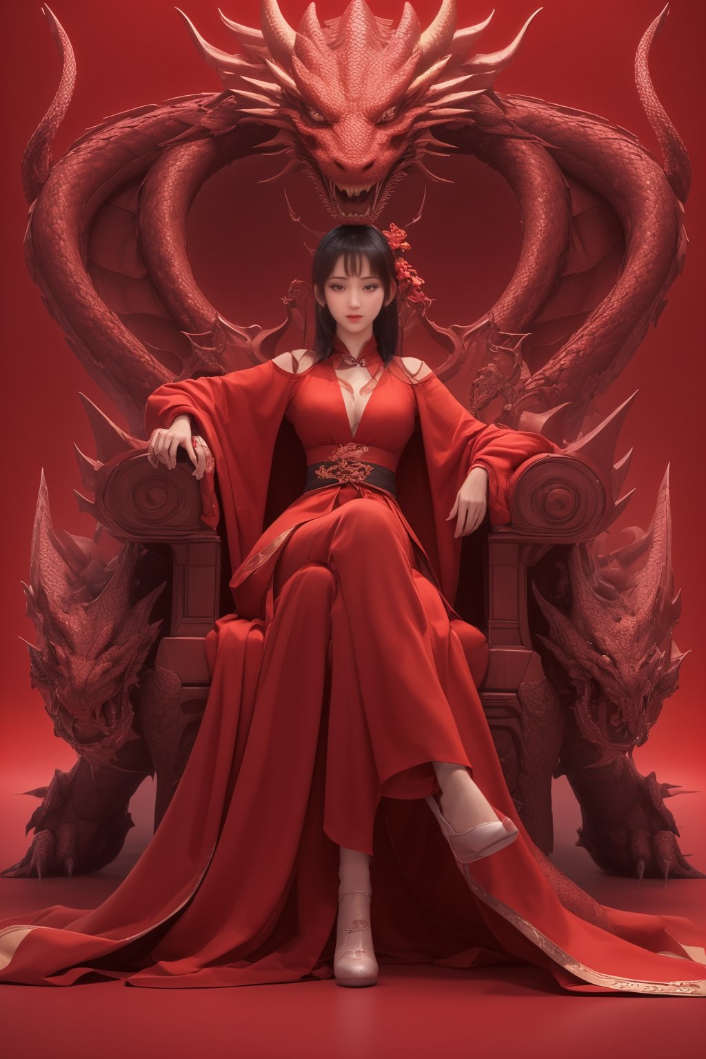 1girl,red theme,(red background:1.2),<lora:龙女:0.8>,dragon,longnv,(wide angle lens:1.3),better hands,<lora:2Msd15_lcm_lora_rank1:0.8>,