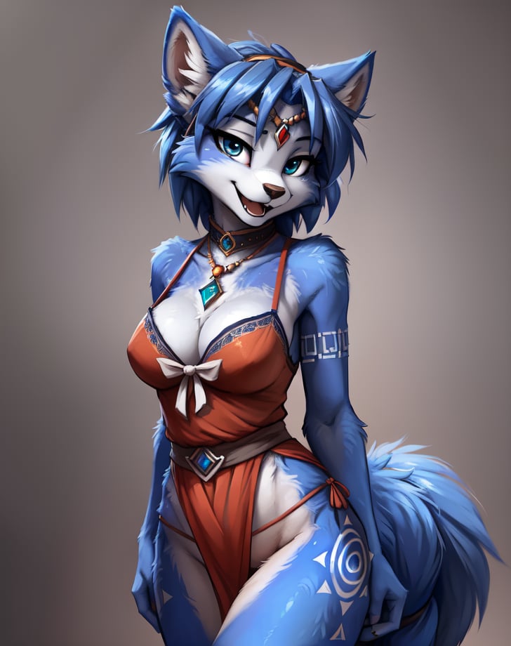 SFW, digital_media_(artwork) hi_res,(incredibly sexy female anthro (Krystal:1.3)), (furry, furry female:1.3)), (detailed eyes), (detailed face), (mouth open, happy, naughty face, flirting with viewer:1.3), slit_pupils, (narrowed eyes:1.3), (simple background, gradient background:1.7), blue_eyes,silk lingerie, sexy top, sexy bottom, cleavage,(by twistedscarlett60, by dagasi, by smitty g, by tom fischbach, by fluff-kevlar, by Eternity-Zinogre, by Tarakanovich, by Muhut, by wolfy-nail, by kenket, by kiguri, by zenthetiger, by cutesexyrobutts, by hioshiru),(masterpiece, 8k, 4k, best quality, hi res, absurd res:1.3), (grey background:1.3)(detailed Chunie lighting), rim lighting, sharp focus, (waist, hips, thighs:1.3)