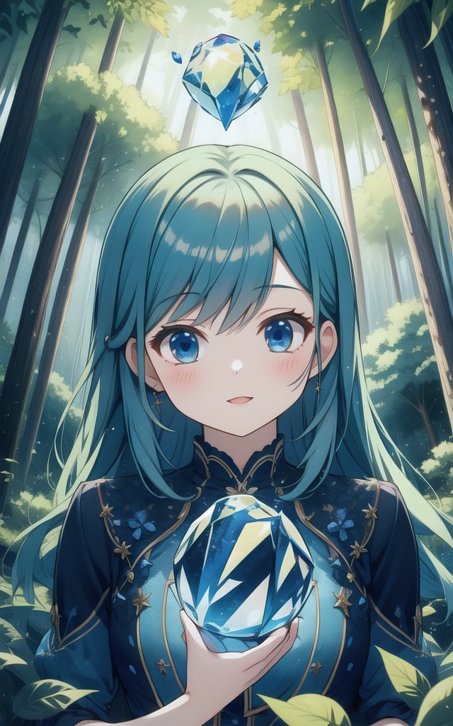 masterpiece, best quality, very detailed, detailed background, hyper sharp, realistic, bright crystal blue light sphere falling on a leaf, lightning, fire, zoom photo, forest background with bright splendor, beautiful woman, touching the sphere, with eyes radiant with light energy.<lora:EMS-459889-EMS:0.800000>