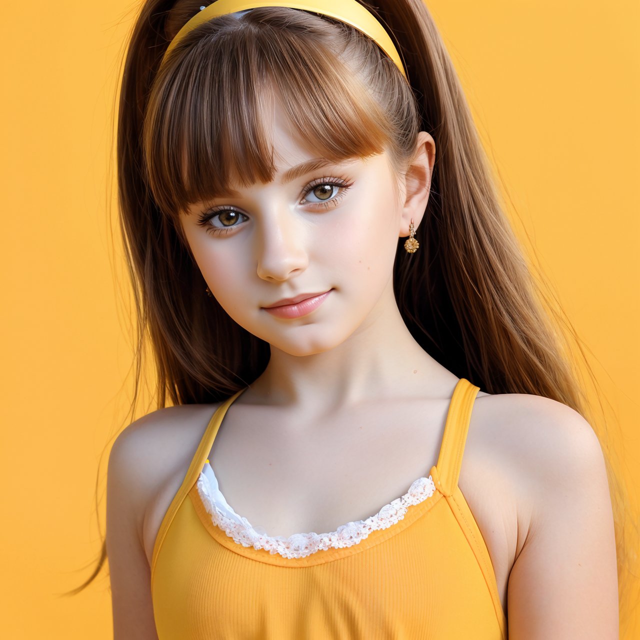SFW, (masterpiece:1.3), extra resolution, distant short, full body portrait of adorable (AIDA_LoRA_KtM:1.09) <lora:AIDA_LoRA_KtM:0.83> wearing sportive uniform and posing for a picture on blurry yellow background, young girl, pretty face, self-assurance, hyper realistic, studio photo, kkw-ph1, hdr, f1.7