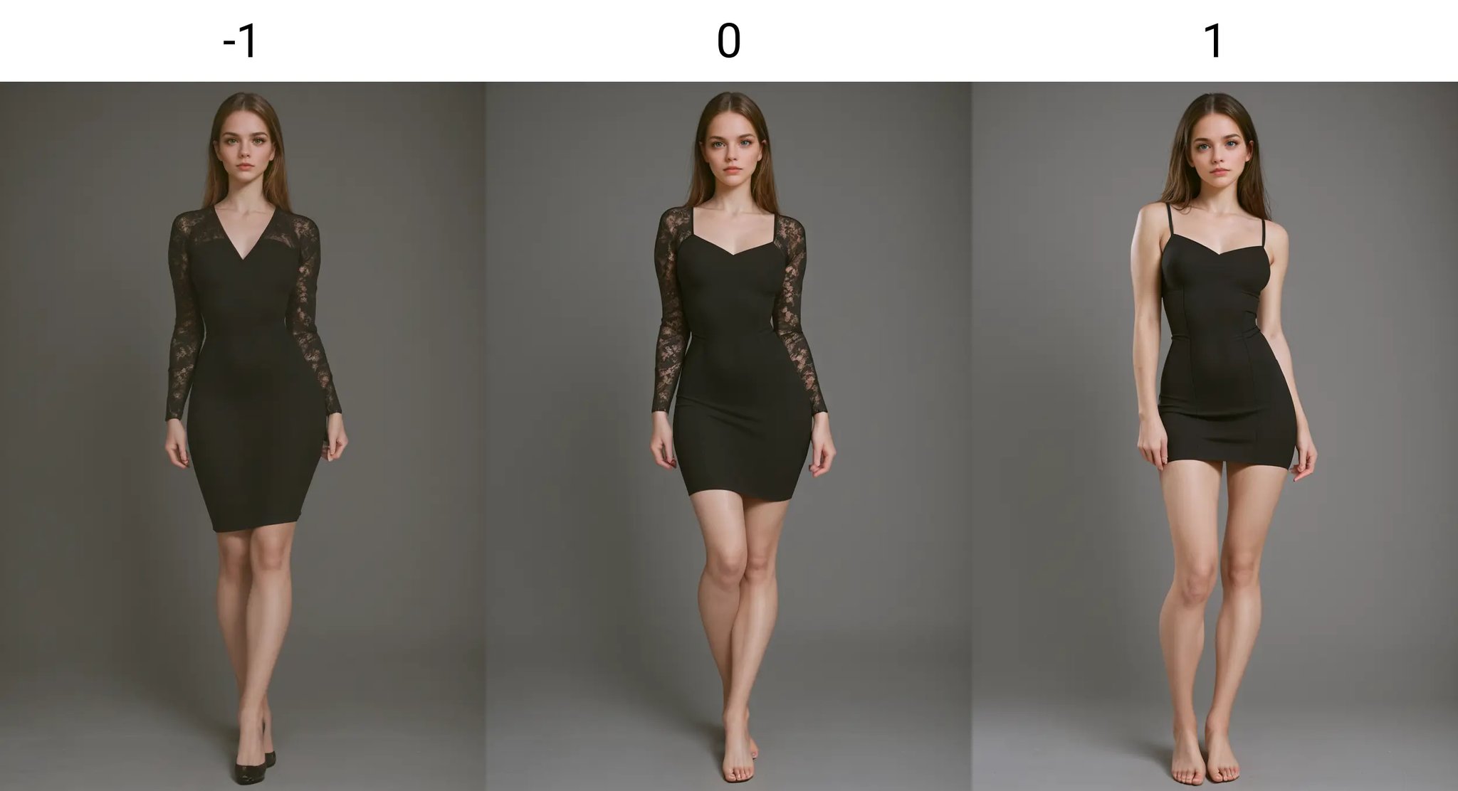 <lora:Skirt Length_alpha1.0_rank4_noxattn_last:-1>, woman, tight black dress, facing viewer, looking at viewer, standing, full body shot, ((solo girl)), 