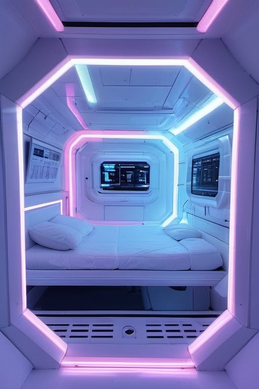 room,neon lights, bed, pillow, YZLS