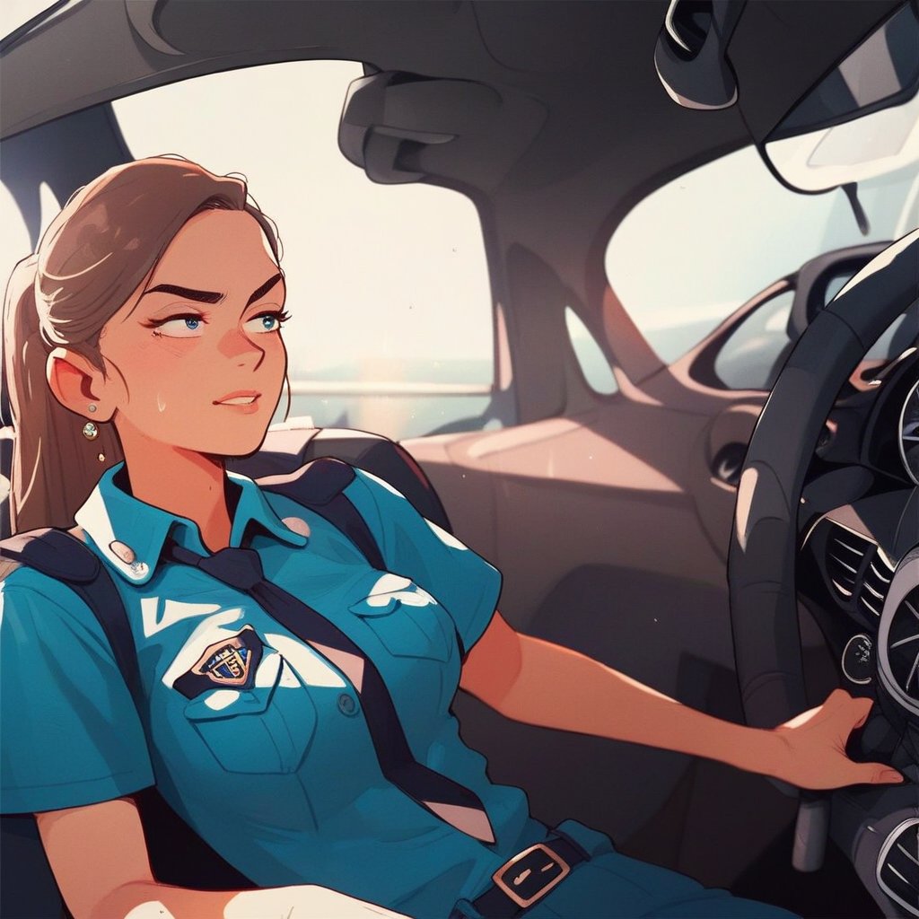 cute police woman driving her squad carscore_8_up  <lora:last-000005:1>