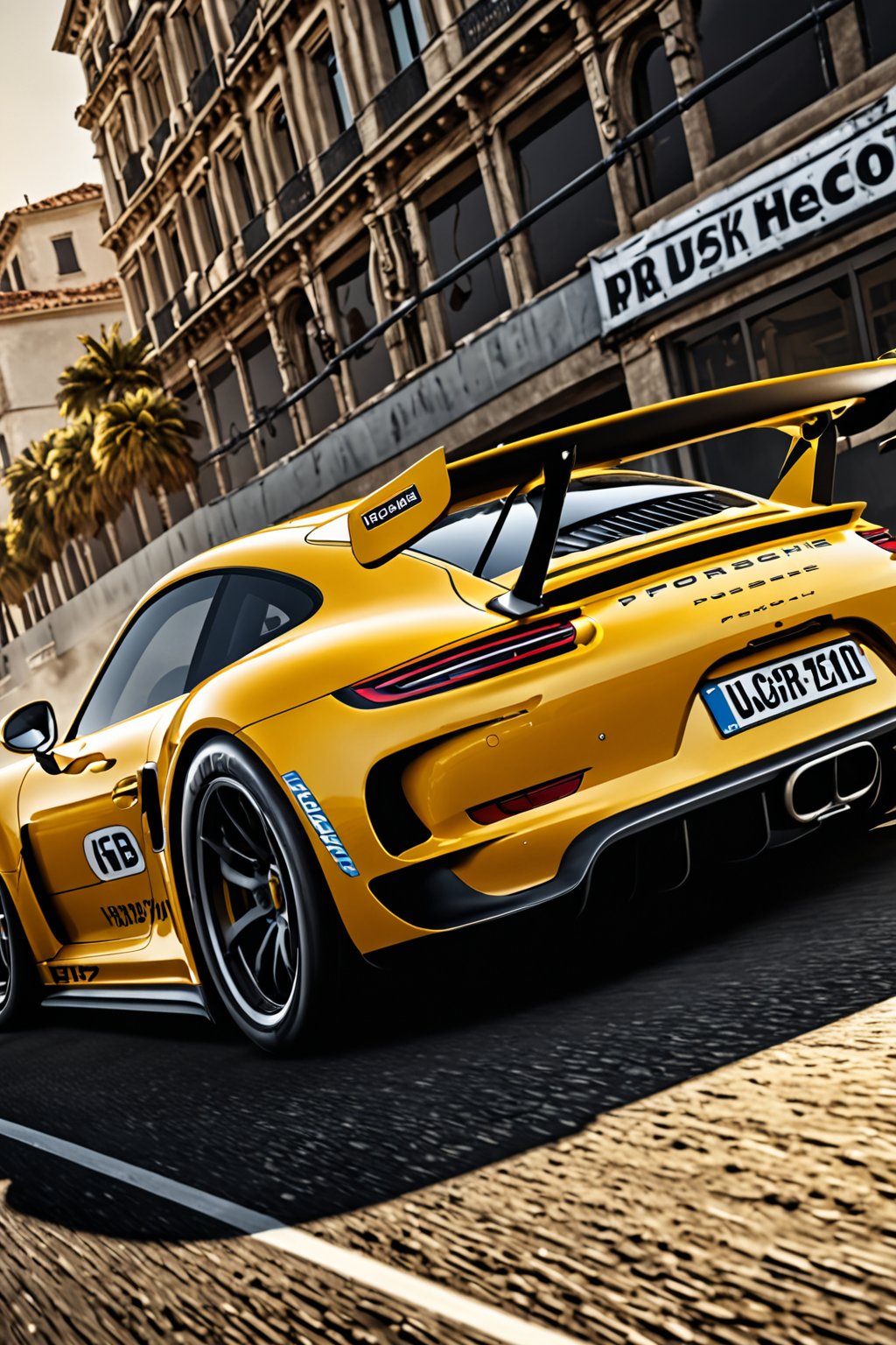 dynamic angle, masterpiece, award winning picture, Porsche car racing, fantasy background, hyper detailed, intricate, poster, artstation, epic, ultra detail, intricate details, UHD