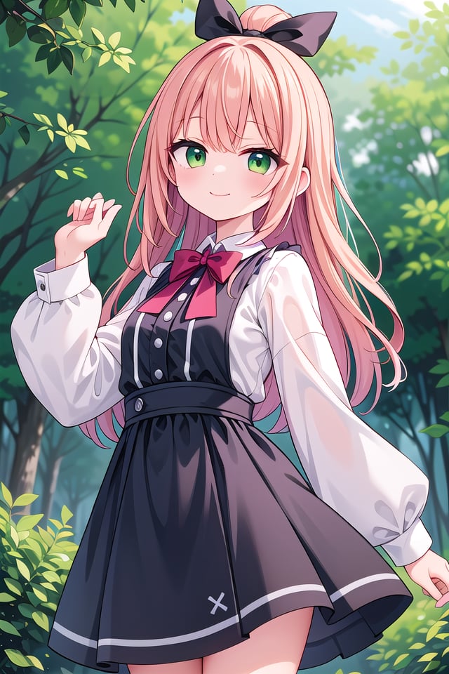 insanely detailed, absurdres, ultra-highres, ultra-detailed, best quality,1girl, solo, nice hands, perfect handsBREAKjirai kei,plaid skirt, shirt, long sleeves, bow, blue skirt, white shoulder frilly shirt, outdoors, blue bow, long hair, (cleavage:-1.5)BREAKhappy smile, laugh, closed mouthBREAKstanding, cowboy shot, looking at viewerBREAKslender, kawaii, perfect symmetrical face, ultra cute girl, ultra cute face, ultra detailed eyes, ultra detailed hair, ultra cute, ultra beautifulBREAKin forest, depth of field, ultra detailed backgroundBREAKmedium large breastsBREAKorange hair, green eyes, topknot,