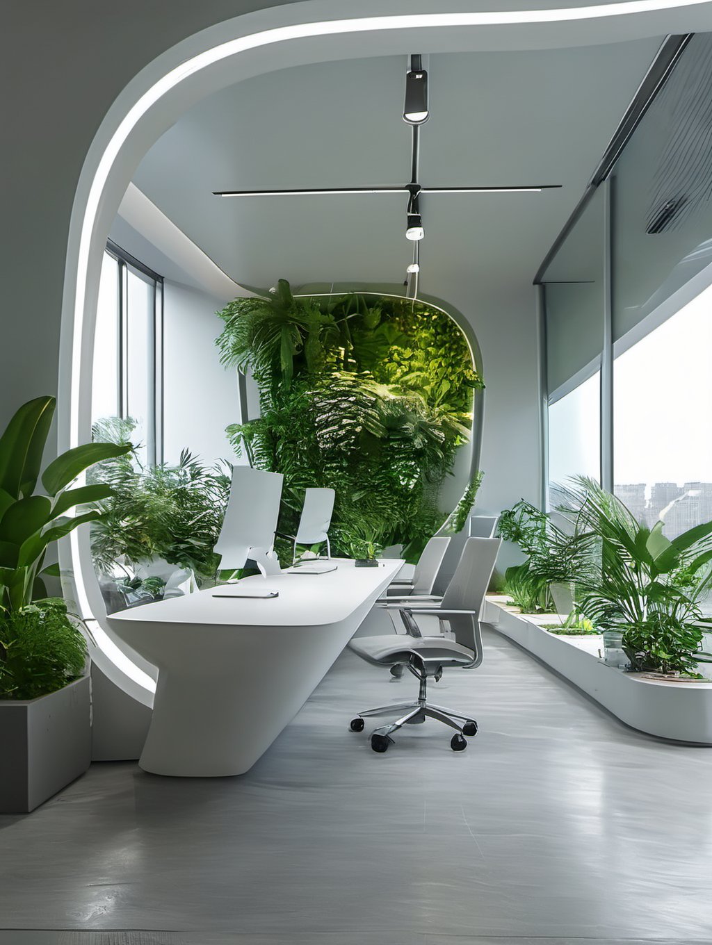 no humans,plant,chair,window,indoors,table,computer,potted plants,lamp,LZBG