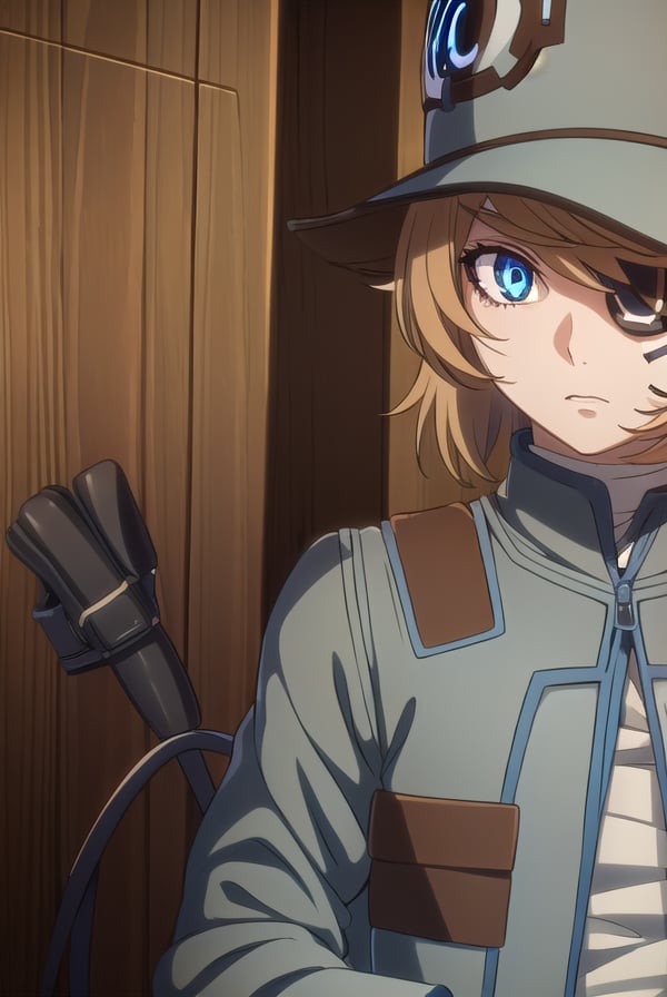 akudamahacker, <lora:akudama hacker s1-lora-nochekaiser:1>,hacker, blue eyes, brown hair, male focus, (eyepatch:1.5),BREAK shirt, hat, jacket, pants, brown pants, green jacket,BREAK outdoors, city,BREAK looking at viewer, (cowboy shot:1.5),BREAK <lyco:GoodHands-beta2:1>, (masterpiece:1.2), best quality, high resolution, unity 8k wallpaper, (illustration:0.8), (beautiful detailed eyes:1.6), extremely detailed face, perfect lighting, extremely detailed CG, (perfect hands, perfect anatomy),