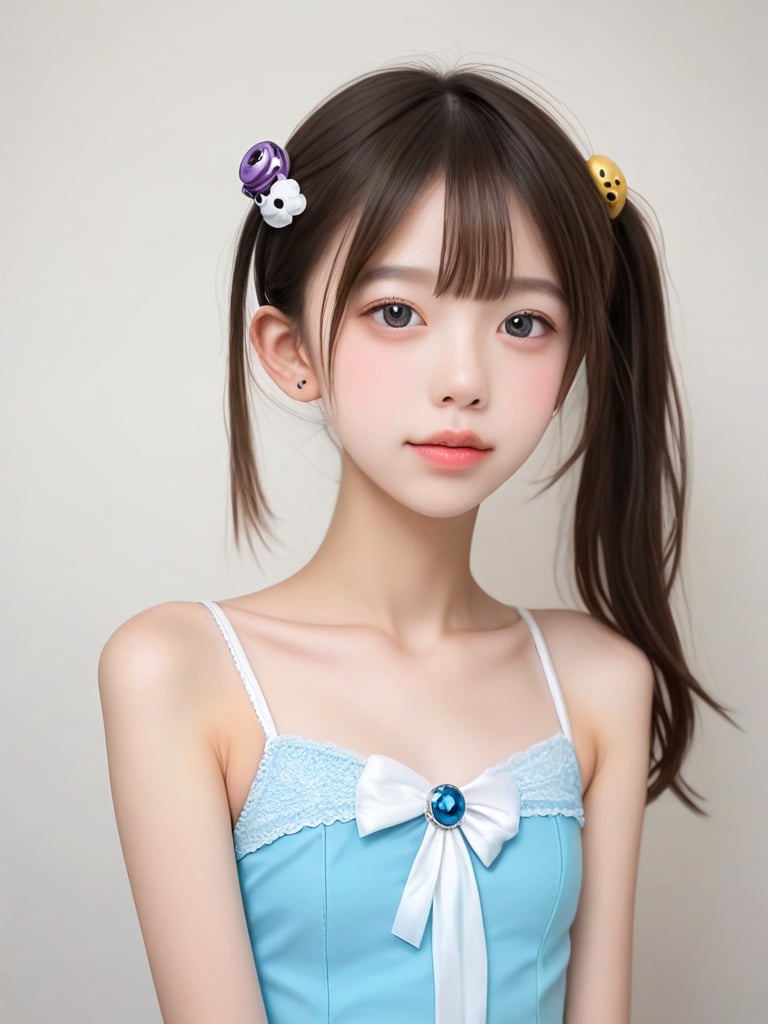 ((score_9, realistic)), ((face focus)), ((fair skin)), ((skinny)), 1girl, one side up, hair ornament, idol, jpop, kpop, belle, pretty, petite, <lora:ADetailerNetidolFace_pony:0.5>,