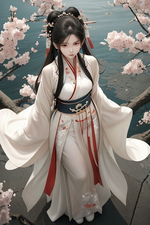 APO <lora:Hanfu:1.5>, a woman, (from above:1.1)