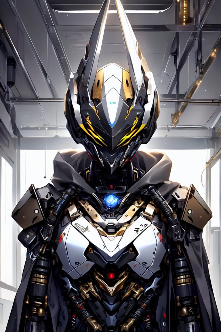 mecha,glowing_eye,cyberpunk,<简〉科学幻想 science fiction,white metal,, masterpiece, best quality,