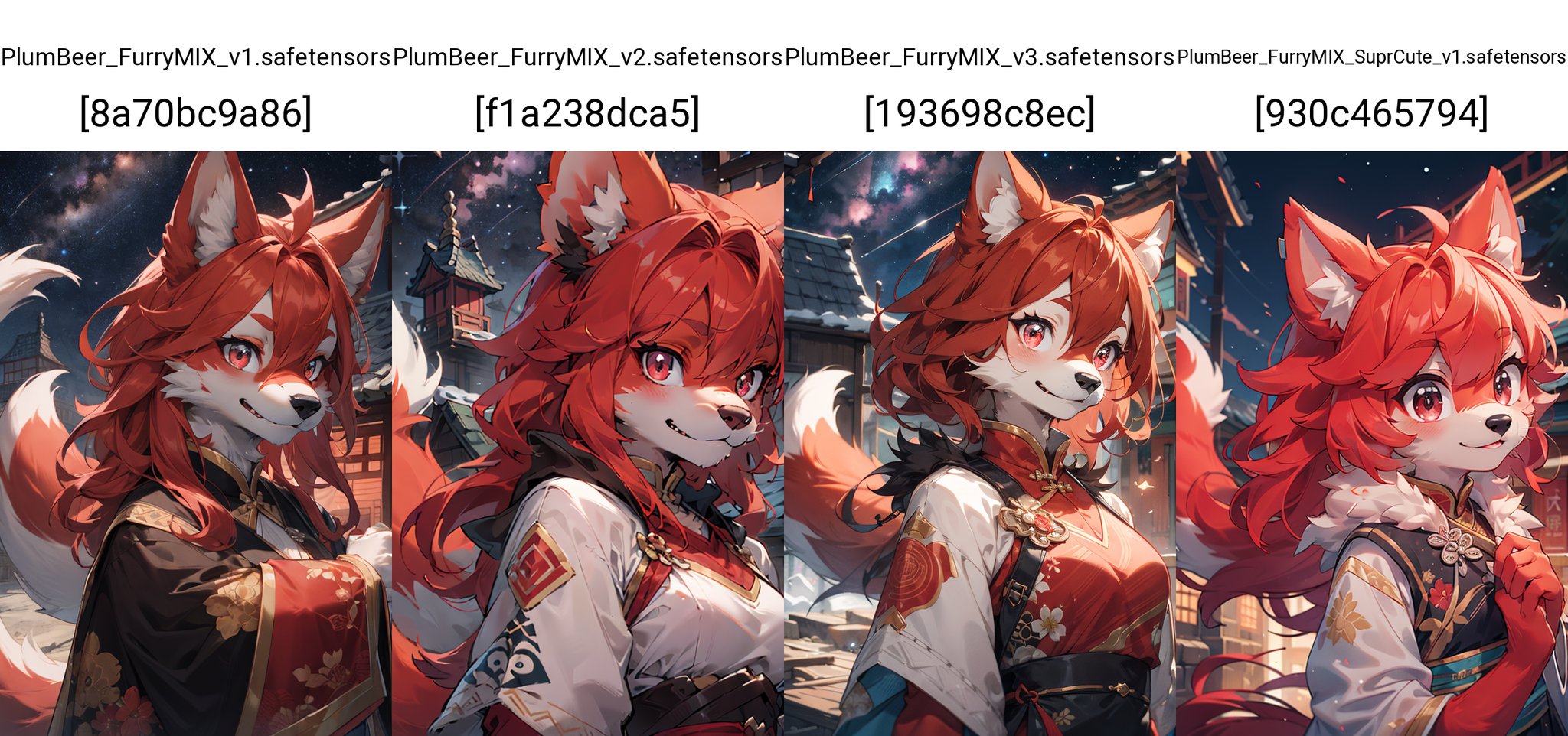 (best Fluffy hands:0.7),wide Shot,best quality,(official art, masterpiece,ultra detailed 8k art,fantasy),(furry,anthro,Fluffy body:1.3),(Fluffy, focus 1 female,furry female,1 hand on ches,red cat earst),Close up face,upper body,smile, 1 red cat tail,pink eyes, chinese clothes, wavy hair, medium long hair BREAKoutdoor,(milky way, midnight:1.2) , old dilapidated building,  China