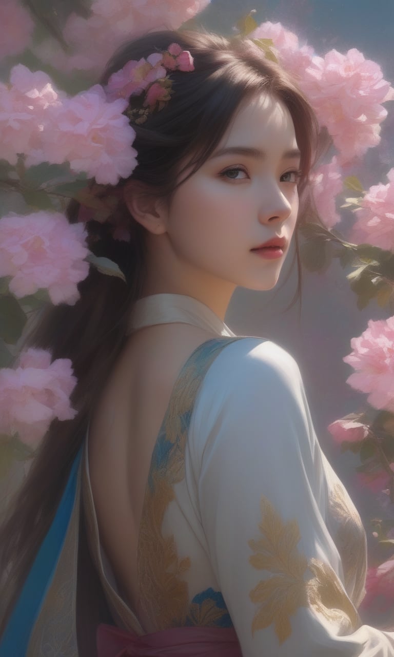 (,1girl, pov,best quality, ),anime,(masterpiece, top quality, best quality, official art, beautiful and aesthetic:1.2), (1girl), upper body,extreme detailed,(fractal art:1.3),colorful, flowers ,highest detailed,(by Jeremy Lipking)    ((()))