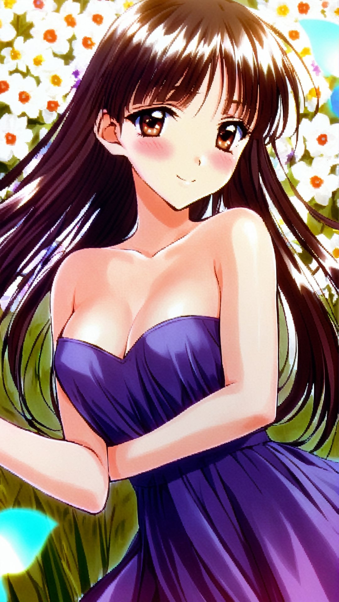 Ayasaki Wakana, Black Hair, Hime Cut, Long Hair, Brown Eyes,summer dress, (nsfw), (uncensored), (score_9), score_8_up, score_7_up, score_6_up, score_5_up, source_anime, cowboy shot, dynamic pose, 1 girl, solo, happy smile joy, blush, ashamed, shy, sexy, charming, alluring, seductive, enchanting, erotic,((outdoors)), ((flower garden)), ((flowers)), ((many flowers)), spring petals, petals of flowers, spring, falling petals, flying butterflies<lora:EMS-381990-EMS:0.800000>