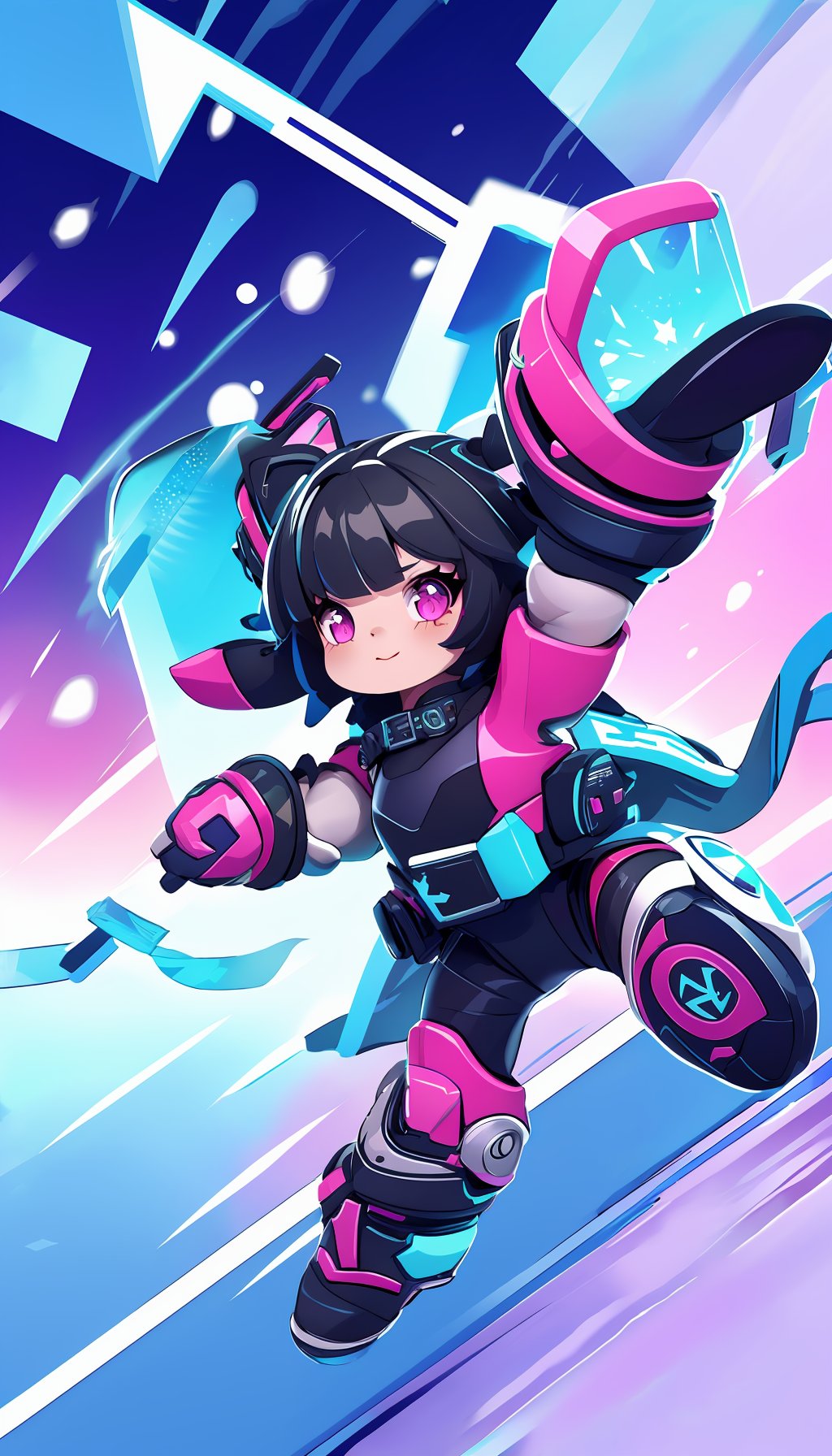 1girl,solo,game effects,pink background,