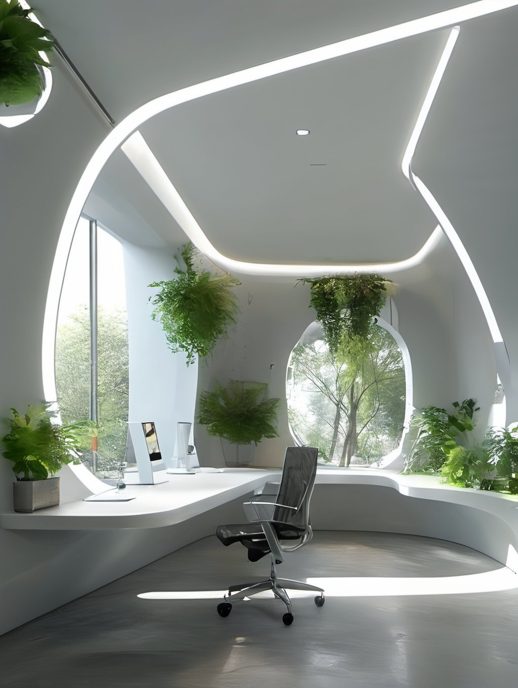 no humans,plant,chair,window,indoors,table,computer,lamp,tree,hole,sunshine,LZBG