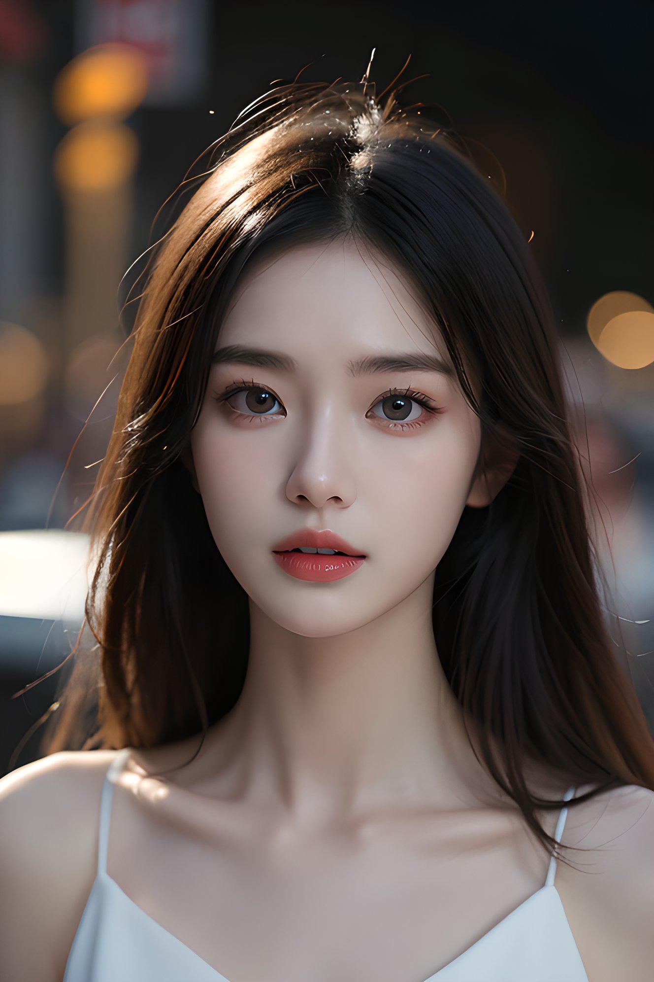 Realistic,Masterpiece,18 - year - old beautiful girl and monster,pearl - like eyes,extremely delicate facial depiction,heavy rain,crazy body movements,exaggerated perspective,poster,androgyny,fashion,dramatic lighting,strong tones,distortion style,32k UHD,chinese girls,(full_body:1.1),phone_screen, <lora:meinv101:0.3>