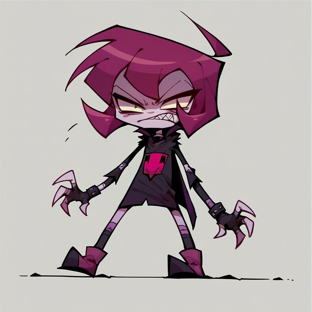 score_9, score_8_up, score_7_up, score_6_up,  <lora:z1mXLP:1> z1m, invader zim, solo, cel shading, 1boy, long hair, black hair