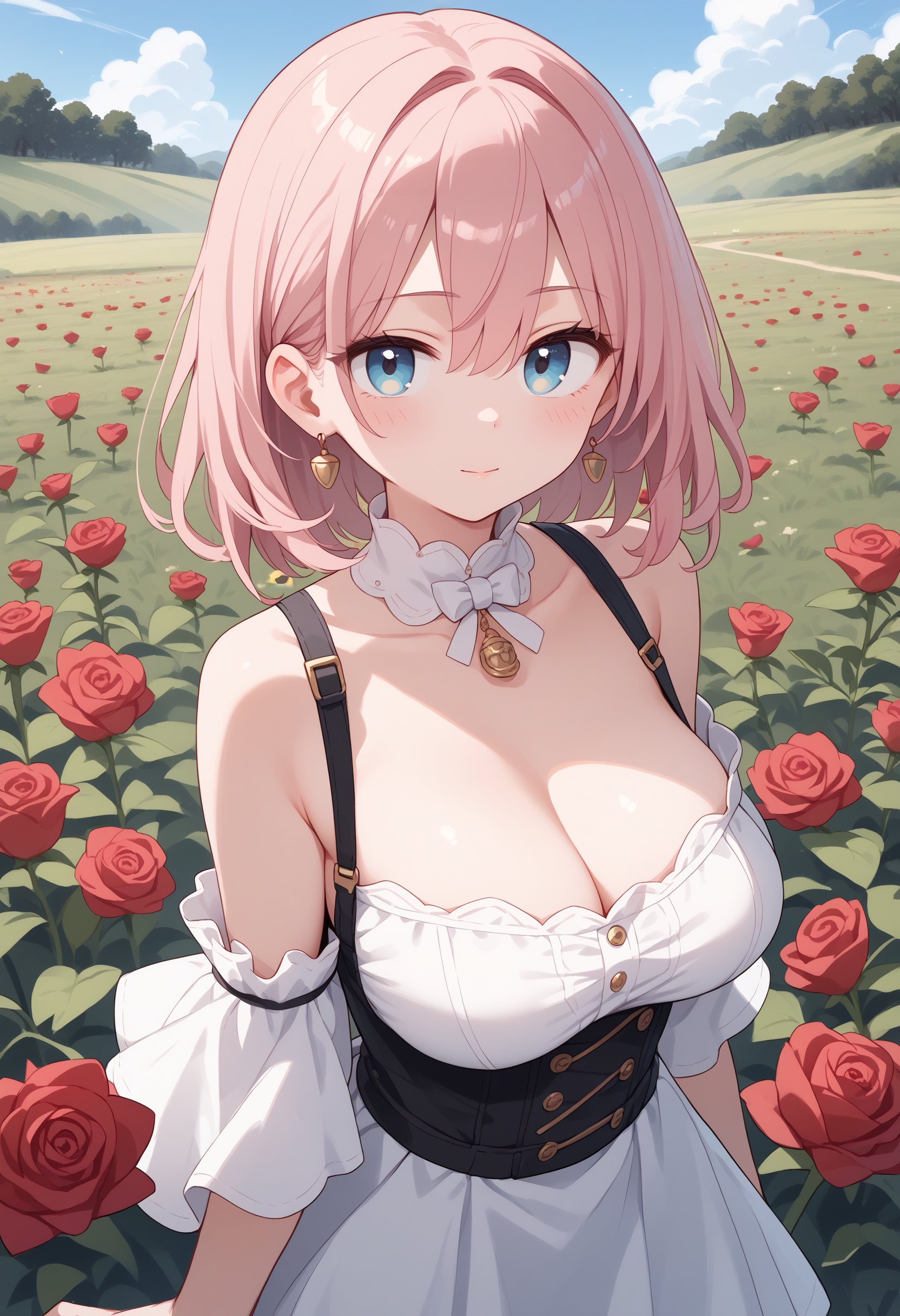 score_9, score_8_up, score_7_up, score_6_up, score_5_up, score_4_up, 1girl, rose field, large breasts