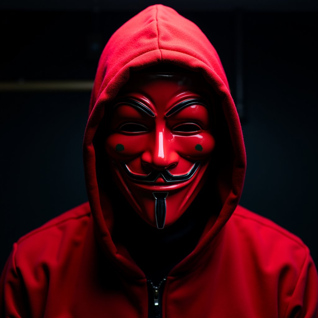 arafed man in a red hoodie with a red mask on,anonymous mask,backround dark,skimask,faceless people,faceless people dark,elaborate lights. mask on face,cyberface,8k highly detailed ❤️‍🔥 🔥 💀 🤖 🚀,8 k highly detailed ❤🔥 🔥 💀 🤖 🚀,the masks come off at night,black hood,masked face,dark backround,no face,hooded skull,smiling mask,cryptopunk,skull face,slasher smile,faceless,with no face,hoody,domino mask,cgsociety 9,cyber background,villian,no faces,wearing a mask,cypherpunk background,unsplash transparent,anonymous,hood and shadows covering face,